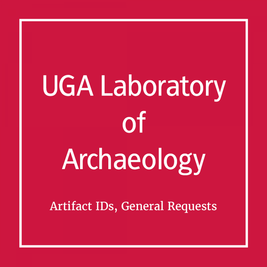UGA Laboratory of Archaeology artifact ids, general requests, in red square with border